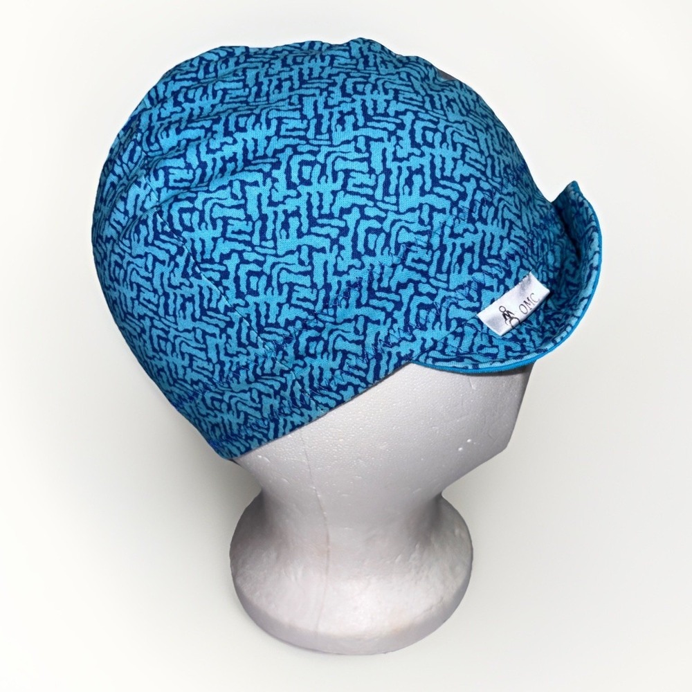 OMC Blue Maze Pattern Cotton Welding Cap Reversible 7.5" Deep Crown Hat